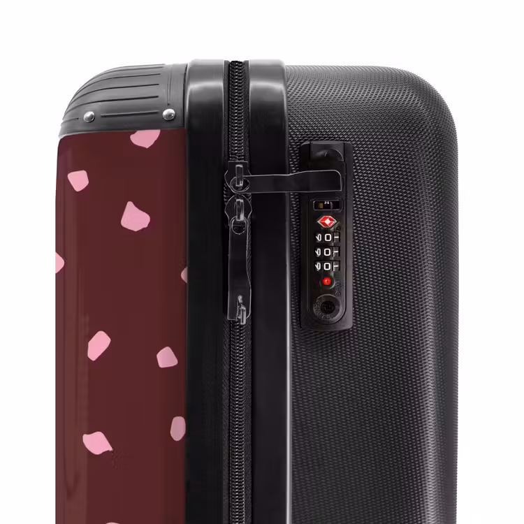 Roze vlekken op bordeaux gekleurde achtergrond NBS - Handbagage koffer - Kinderen Unisex middel -slot