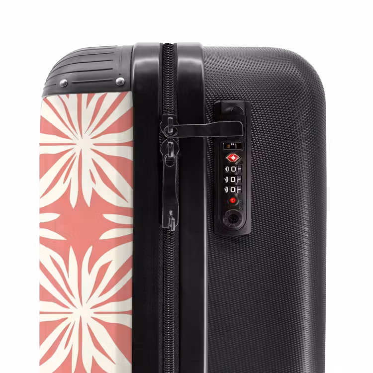 Roze - Bloemenmotief - Wit - Modern NBS - Handbagage koffer - Volwassenen Unisex middel -slot