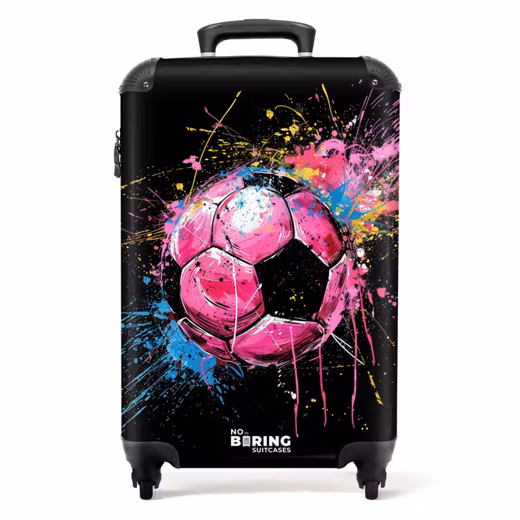 Roze voetbal met graffiti NBS - Handbagage koffer - Unisex middel -productfoto_recht