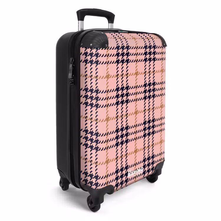 Roze geruite ruitstructuur symmetrisch NBS - Handbagage koffer - Kinderen Unisex middel -productfoto_3d