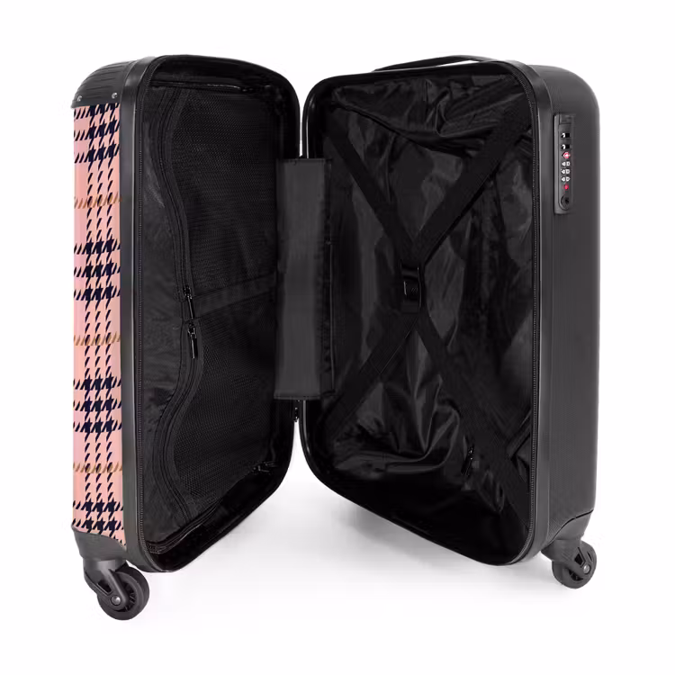 Roze geruite ruitstructuur symmetrisch NBS - Handbagage koffer - Kinderen Unisex middel -binnenkant