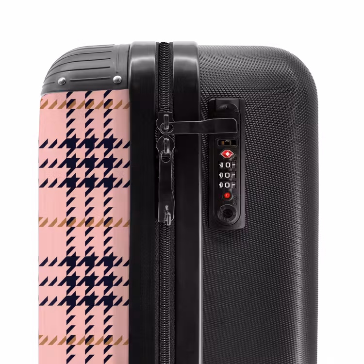 Roze geruite ruitstructuur symmetrisch NBS - Handbagage koffer - Kinderen Unisex middel -slot