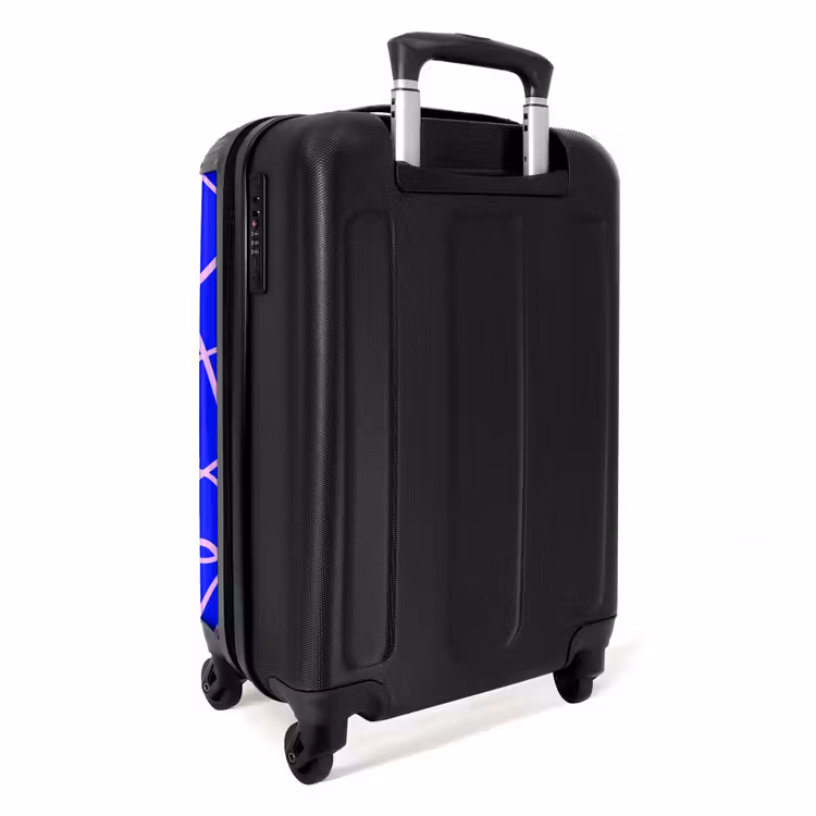 Roze lijnen op kobaltblauw NBS - Handbagage koffer - Volwassenen Unisex middel -achterkant