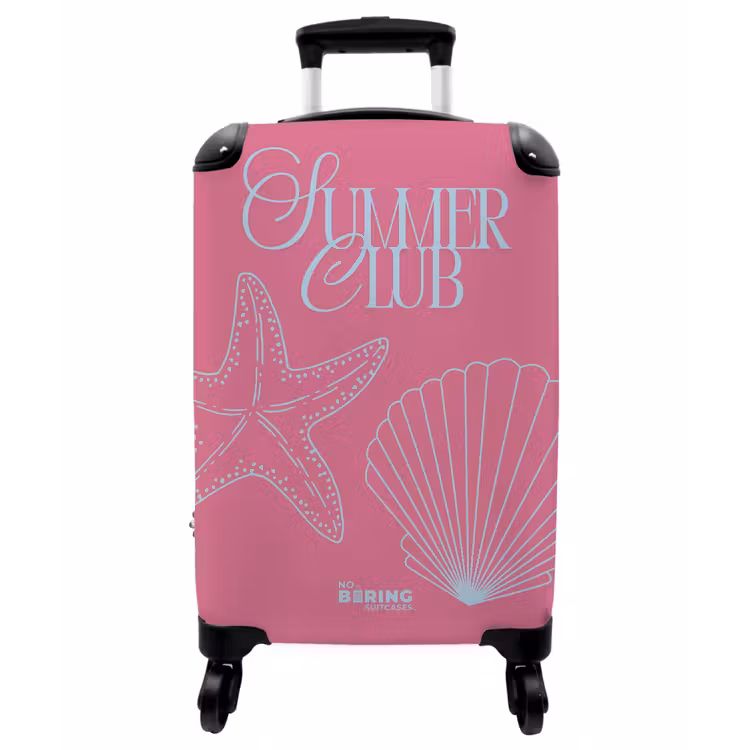 Koffer - Rosa – Muscheln – Blau - Roze - schelpen - Blauw NBS - Handbagage koffer - Vrouwen middel