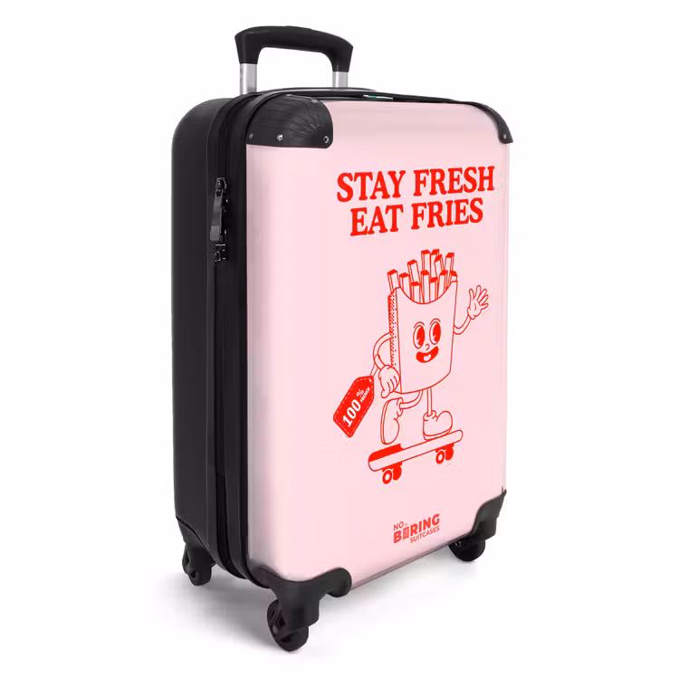Koffer - Rosa – Pommes – Rot - Roze - Patat - Rood NBS - Handbagage koffer - Volwassenen Unisex middel