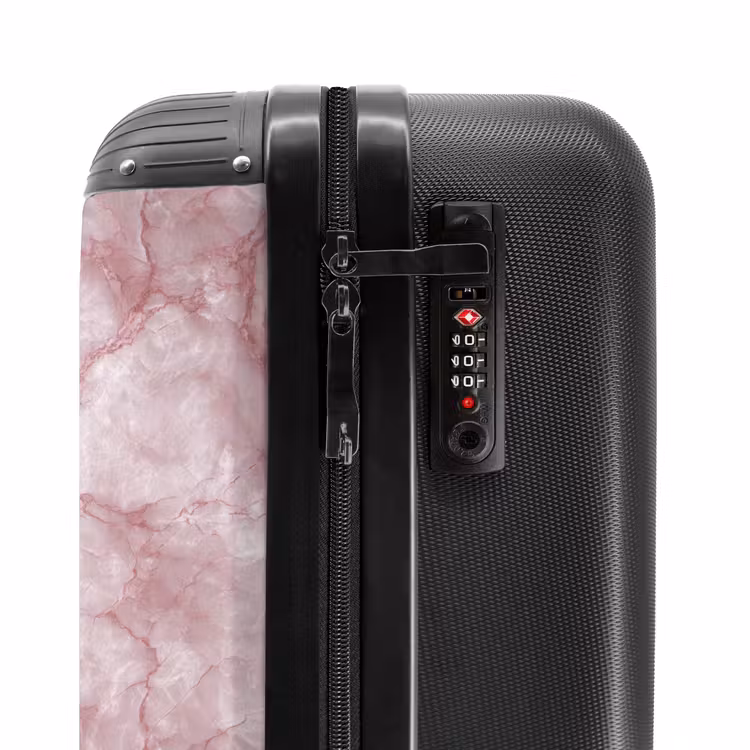 Roze - Kwartsmarmer - Aders NBS - Handbagage koffer - Volwassenen Unisex middel -slot