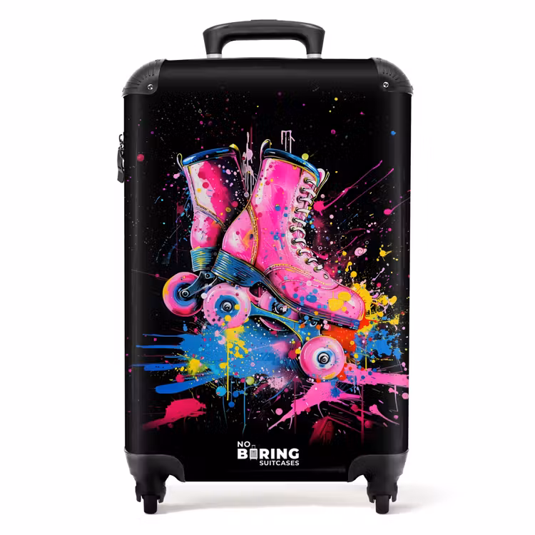 Roze rolschaatsen met verf NBS - Handbagage koffer - Unisex middel -productfoto_recht