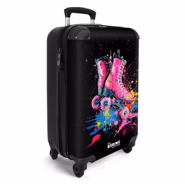 Roze rolschaatsen met verf NBS - Handbagage koffer - Unisex middel -productfoto_3d