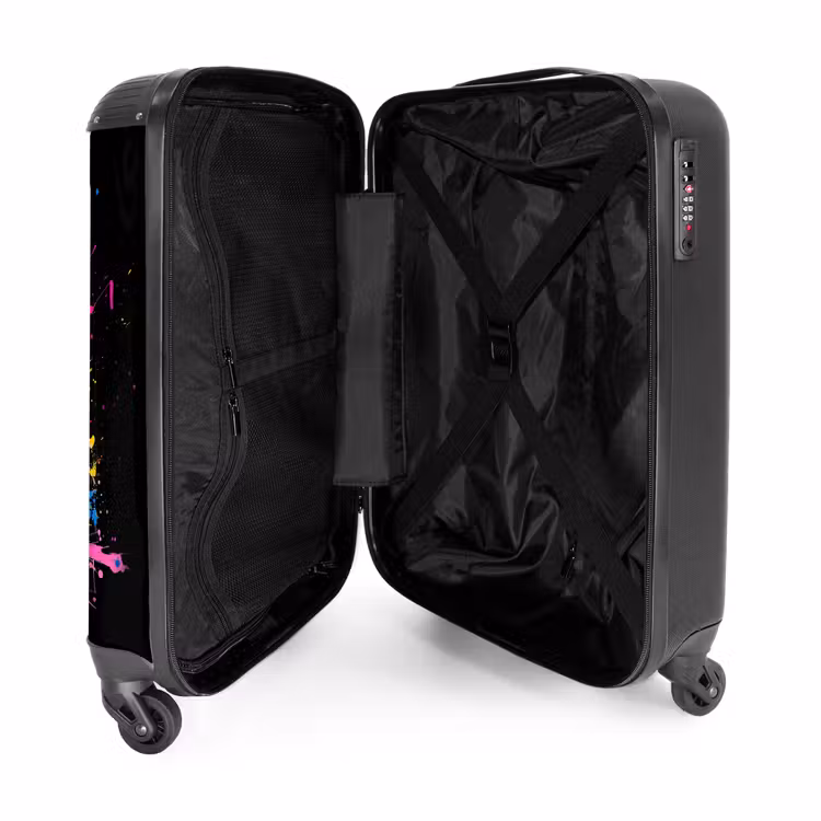Roze rolschaatsen met verf NBS - Handbagage koffer - Unisex middel -binnenkant