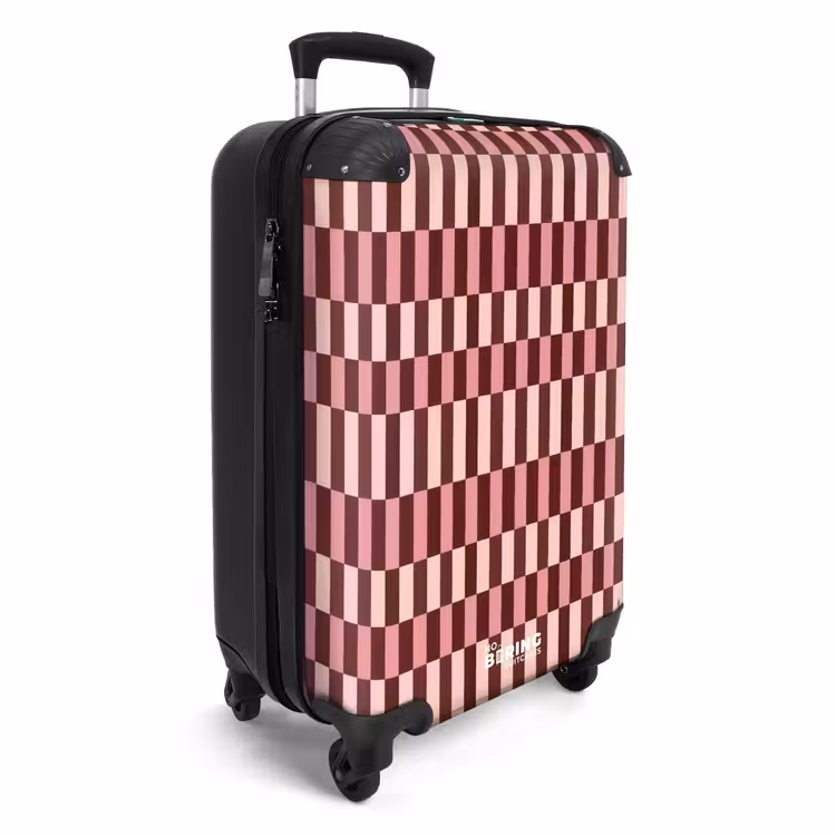 Koffer - Rosa – Rot – Würfel - Roze - Rood - Blokjes NBS - Handbagage koffer - Vrouwen middel