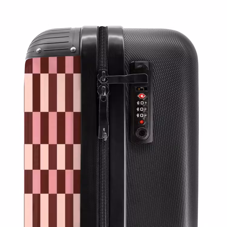 Koffer - Rosa – Rot – Würfel - Roze - Rood - Blokjes NBS - Handbagage koffer - Vrouwen middel