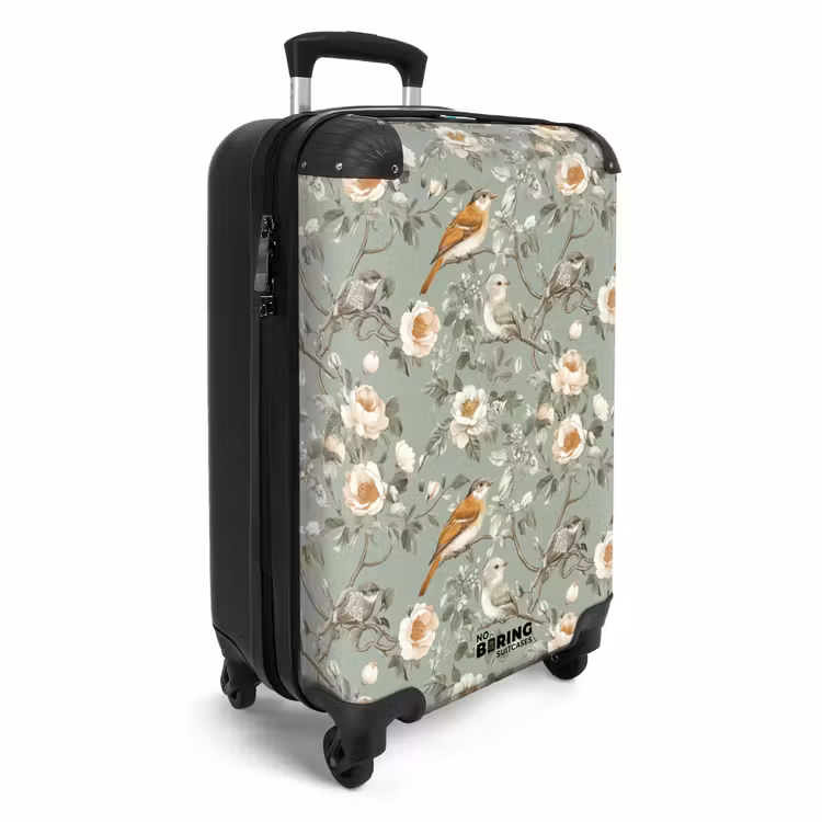 Roze - Vogels - Kleurrijk NBS - Handbagage koffer - Volwassenen Unisex middel -productfoto_3d
