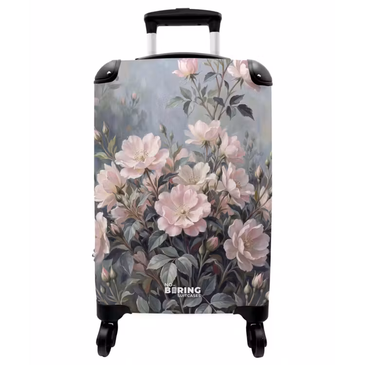 Koffer - Rosen – Illustration – Rosa - Rozen - Illustratie - Roze NBS - Handbagage koffer - Vrouwen middel