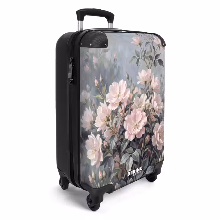 Koffer - Rosen – Illustration – Rosa - Rozen - Illustratie - Roze NBS - Handbagage koffer - Vrouwen middel