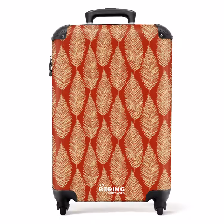 Koffer - Rot – Botanisch – Farn – Muster - Rood - Botanisch - Varen - Patroon NBS - Handbagage koffer - Volwassenen Unisex middel