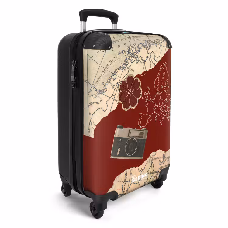 Koffer - Rot – Kamera – Karte - Rood - Camera - Kaart NBS - Handbagage koffer - Vrouwen middel
