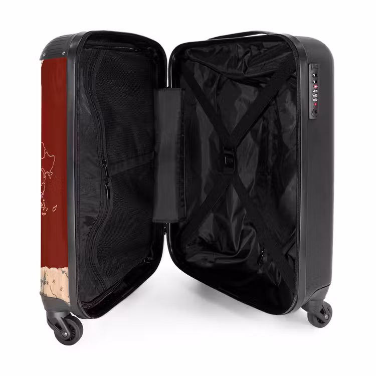 Koffer - Rot – Kamera – Karte - Rood - Camera - Kaart NBS - Handbagage koffer - Vrouwen middel
