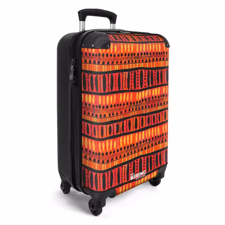 Koffer - Rot – Orange – Ethnisch – Ausdrucksstark – Muster - Rood - Oranje - Etnisch - Expressief - Patroon NBS - Handbagage koffer - Volwassenen Unisex middel