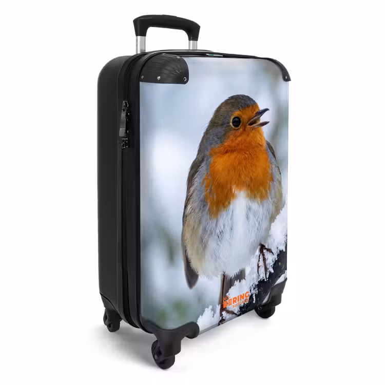 Koffer - Rotkehlchen – Ast – Schnee – Winter – Lebhaft - Roodborstje - Tak - Sneeuw - Winter - Levendig NBS - Handbagage koffer - Volwassenen Unisex middel