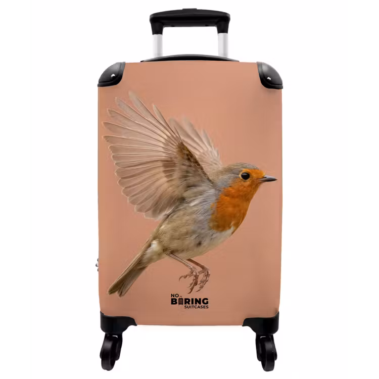Koffer - Rotkehlchen – Natur – Rosa - Roodborst - Natuur - Roze NBS - Handbagage koffer - Vrouwen middel