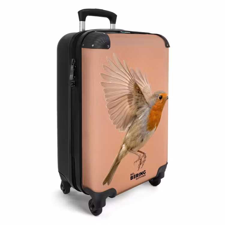 Koffer - Rotkehlchen – Natur – Rosa - Roodborst - Natuur - Roze NBS - Handbagage koffer - Vrouwen middel