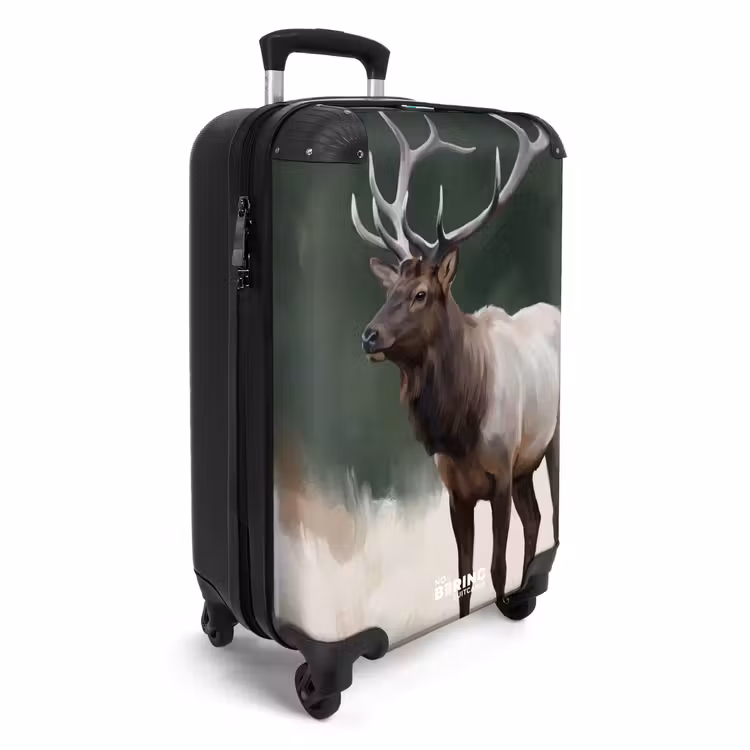 Koffer - Rotwild – Geweih – Gemälde – Rustikal - Edelhert - Gewei - Schildering - Rustiek NBS - Handbagage koffer - Volwassenen Unisex middel