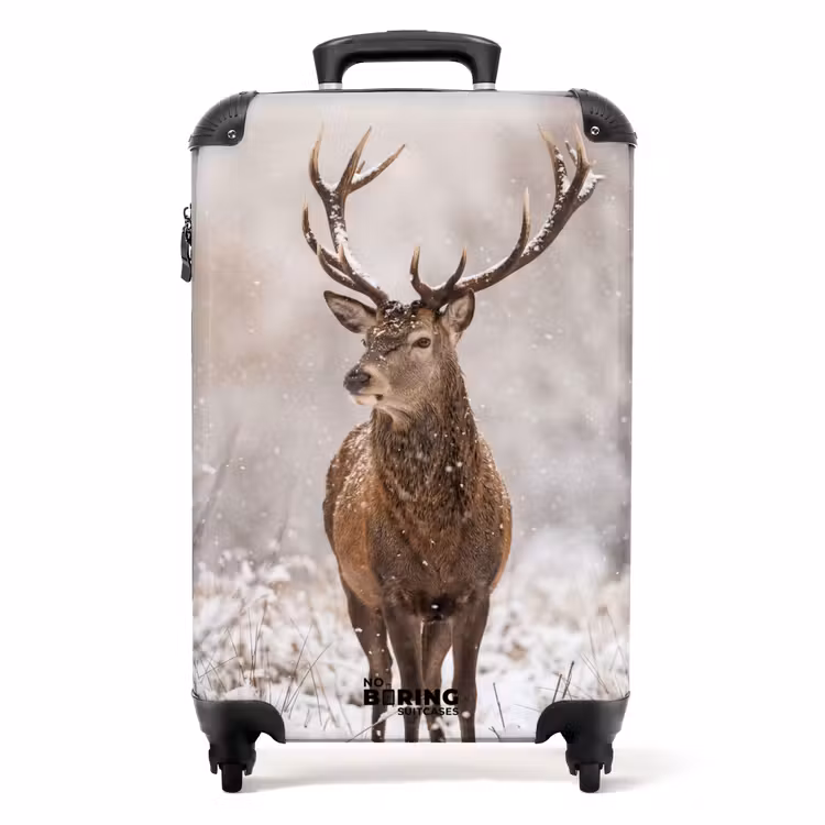Koffer - Rotwild – Wald – Schnee – Winter – Majestätisch - Edelhert - Bos - Sneeuw - Winter - Majestueus NBS - Handbagage koffer - Volwassenen Unisex middel