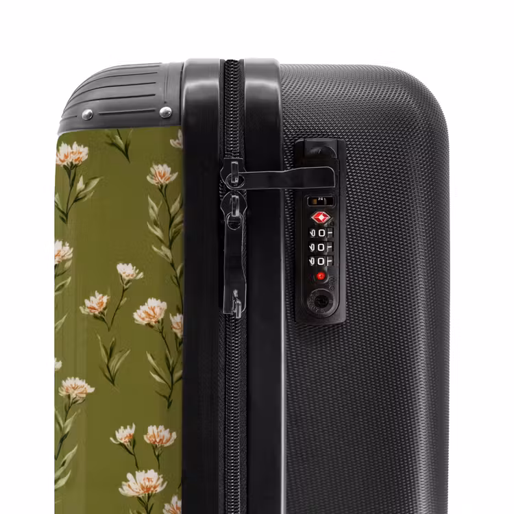 Landelijk - Bloemen - Groen NBS - Handbagage koffer - Volwassenen Unisex middel -slot