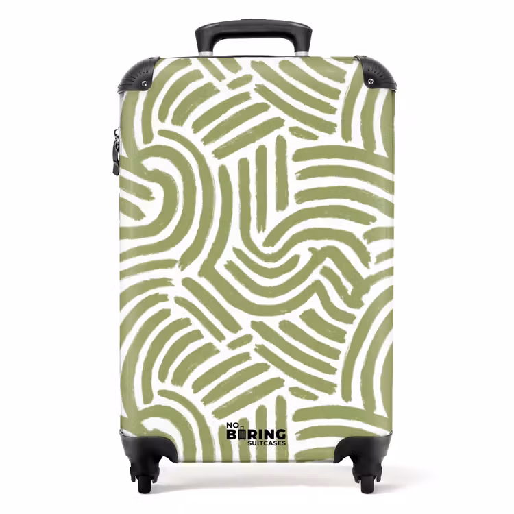Koffer - Salbeigrün – Abstrakt – Bögen – Handgezeichnet – Muster - Saliegroen - Abstract - Bogen - Handgetekend - Patroon NBS - Handbagage koffer - Volwassenen Unisex middel