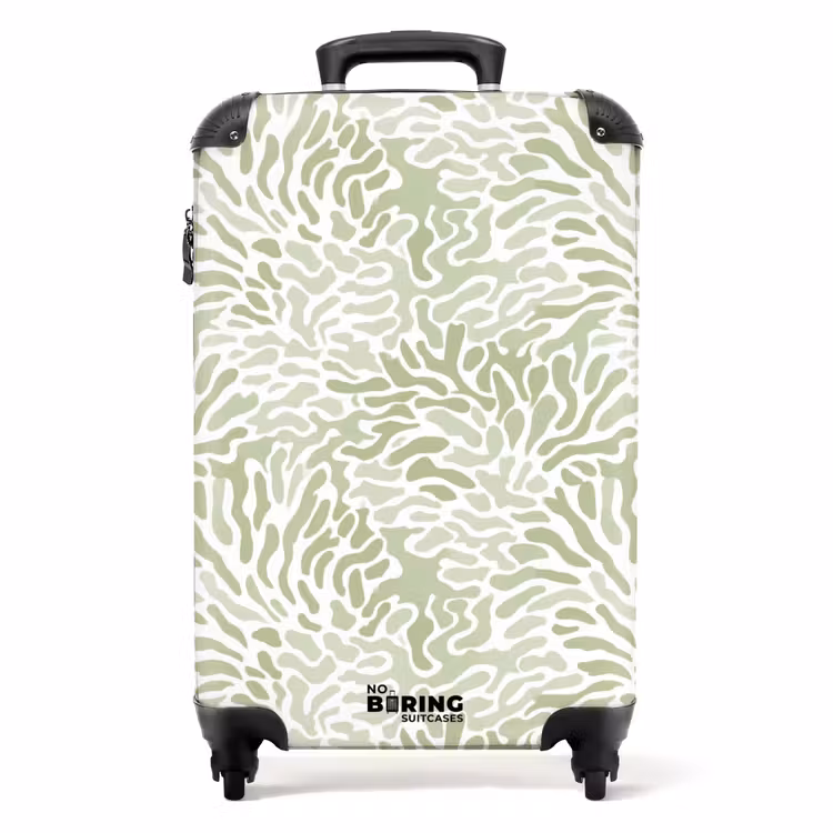 Koffer - Salbeigrün – Abstrakt – Organisch – Koralle – Muster - Saliegroen - Abstract - Organisch - Koraal - Patroon NBS - Handbagage koffer - Volwassenen Unisex middel