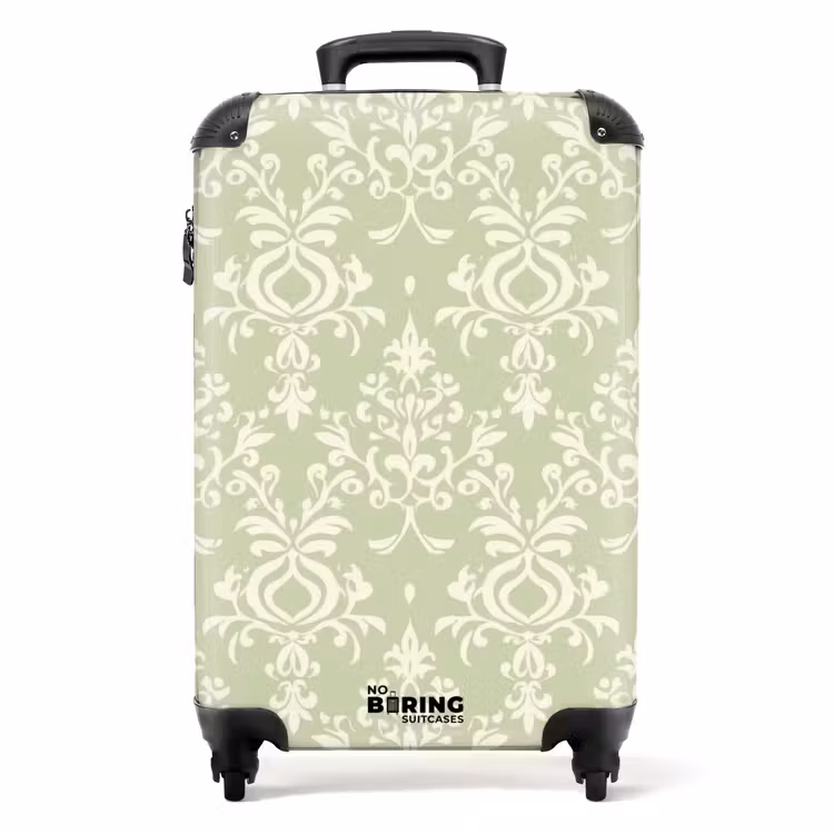 Koffer - Salbeigrün – Barock – Damast – Ornament – Muster - Saliegroen - Barok - Damast - Ornament - Patroon NBS - Handbagage koffer - Volwassenen Unisex middel
