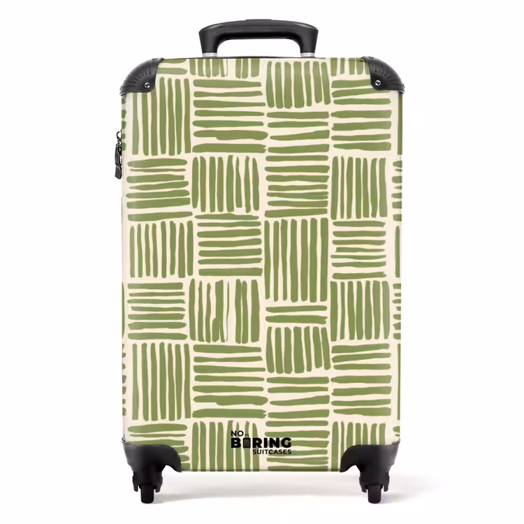 Koffer - Salbeigrün – Blöcke – Handgezeichnet – Muster - Saliegroen - Blokken - Handgetekend - Patroon NBS - Handbagage koffer - Volwassenen Unisex middel