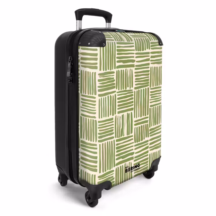 Koffer - Salbeigrün – Blöcke – Handgezeichnet – Muster - Saliegroen - Blokken - Handgetekend - Patroon NBS - Handbagage koffer - Volwassenen Unisex middel