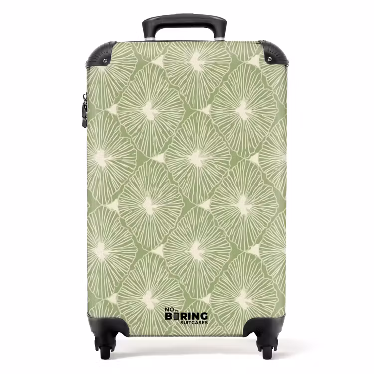 Koffer - Salbeigrün – Botanisch – Karos – Organisch – Muster - Saliegroen - Botanisch - Ruiten - Organisch - Patroon NBS - Handbagage koffer - Volwassenen Unisex middel