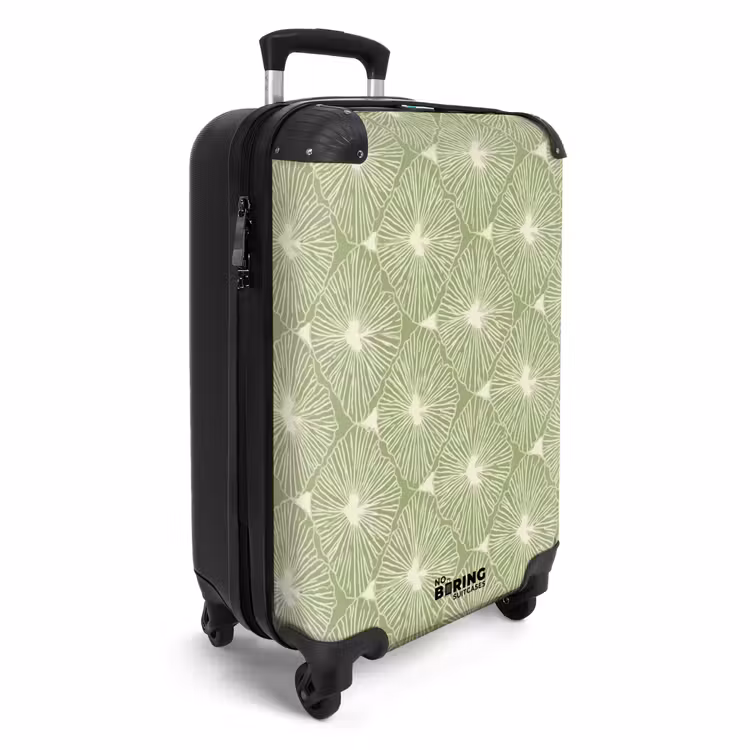Koffer - Salbeigrün – Botanisch – Karos – Organisch – Muster - Saliegroen - Botanisch - Ruiten - Organisch - Patroon NBS - Handbagage koffer - Volwassenen Unisex middel