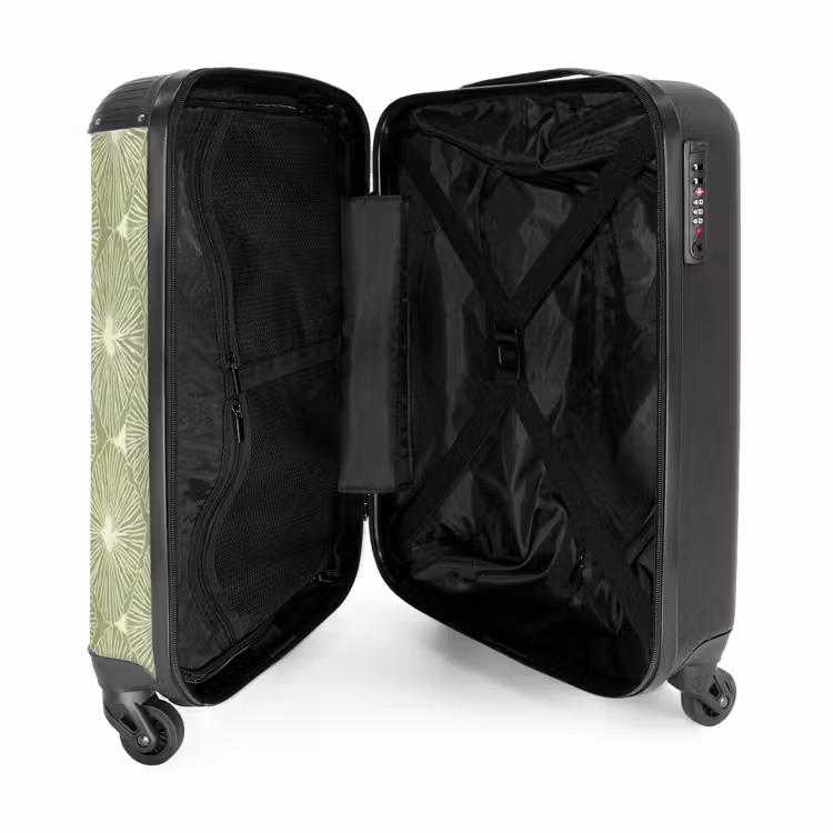 Koffer - Salbeigrün – Botanisch – Karos – Organisch – Muster - Saliegroen - Botanisch - Ruiten - Organisch - Patroon NBS - Handbagage koffer - Volwassenen Unisex middel