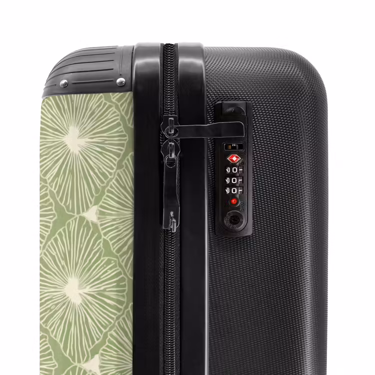 Koffer - Salbeigrün – Botanisch – Karos – Organisch – Muster - Saliegroen - Botanisch - Ruiten - Organisch - Patroon NBS - Handbagage koffer - Volwassenen Unisex middel