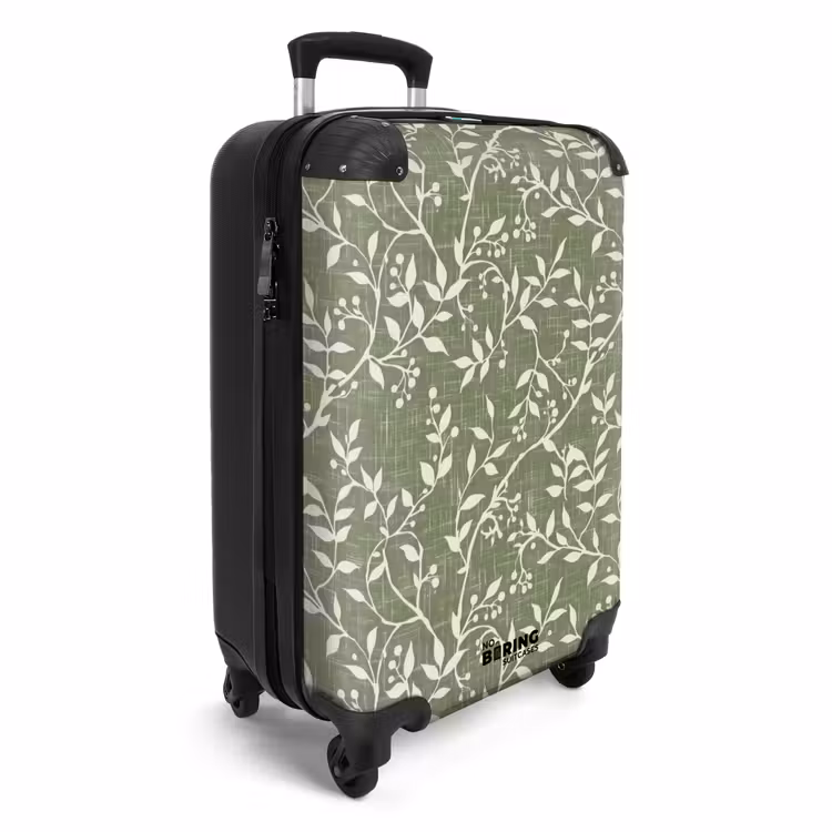 Koffer - Salbeigrün – Botanisch – Zweige – Beeren – Leinen – Muster - Saliegroen - Botanisch - Takken - Besjes - Linnen - Patroon NBS - Handbagage koffer - Volwassenen Unisex middel
