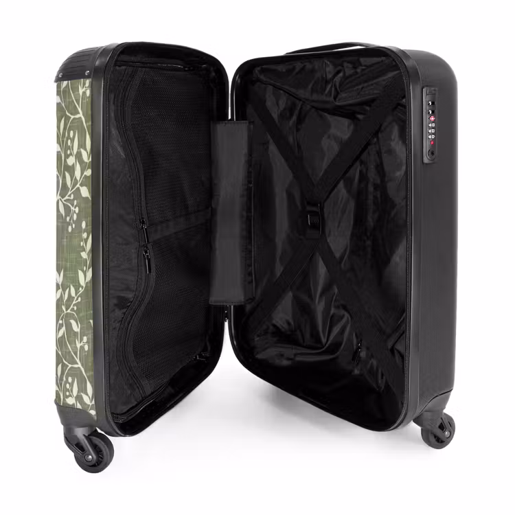 Koffer - Salbeigrün – Botanisch – Zweige – Beeren – Leinen – Muster - Saliegroen - Botanisch - Takken - Besjes - Linnen - Patroon NBS - Handbagage koffer - Volwassenen Unisex middel