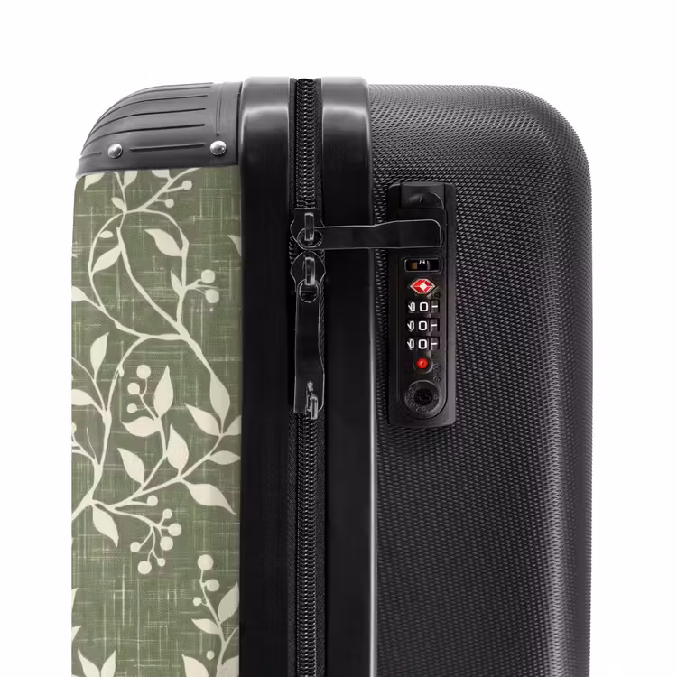 Koffer - Salbeigrün – Botanisch – Zweige – Beeren – Leinen – Muster - Saliegroen - Botanisch - Takken - Besjes - Linnen - Patroon NBS - Handbagage koffer - Volwassenen Unisex middel