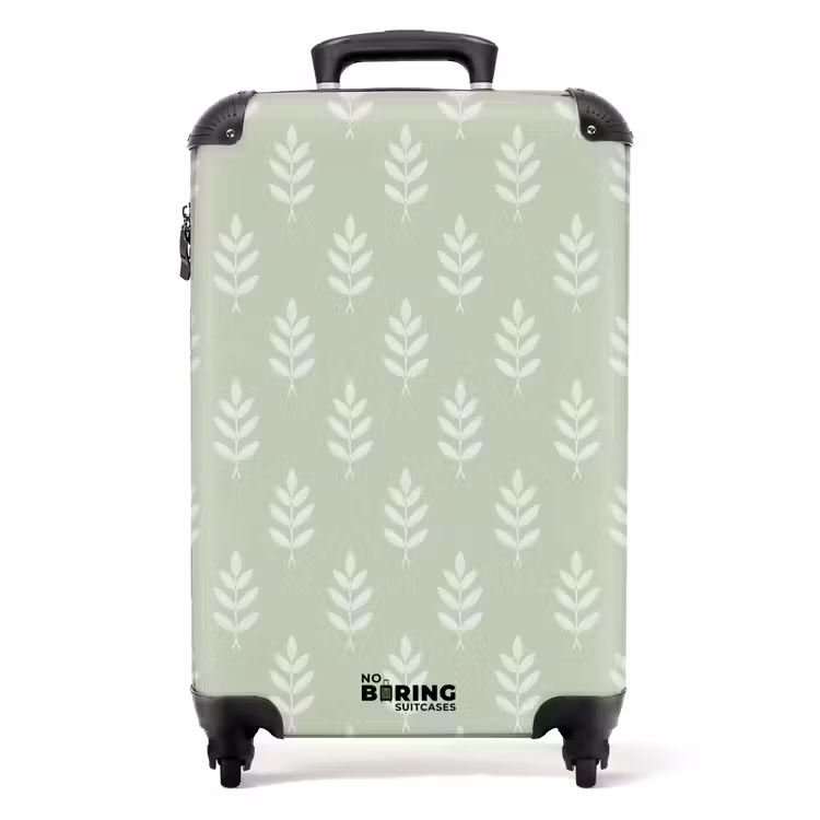 Koffer - Salbeigrün – Botanisch – Zweige – Minimalistisch – Muster - Saliegroen - Botanisch - Takjes - Minimalistisch - Patroon NBS - Handbagage koffer - Volwassenen Unisex middel