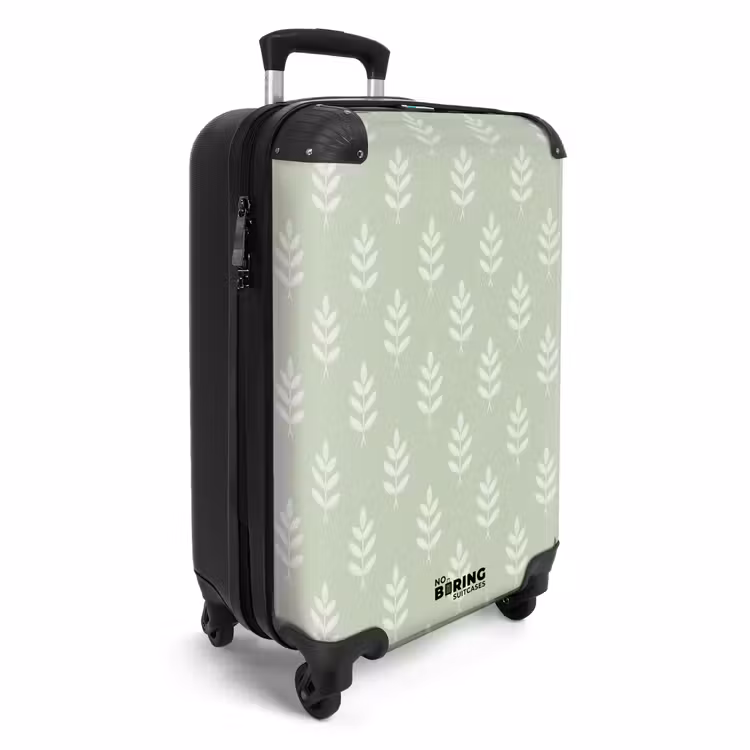Koffer - Salbeigrün – Botanisch – Zweige – Minimalistisch – Muster - Saliegroen - Botanisch - Takjes - Minimalistisch - Patroon NBS - Handbagage koffer - Volwassenen Unisex middel