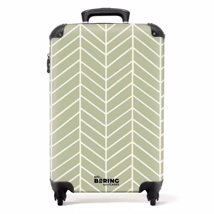 Koffer - Salbeigrün – Fischgrät – Geometrisch – Muster - Saliegroen - Visgraat - Geometrisch - Patroon NBS - Handbagage koffer - Volwassenen Unisex middel