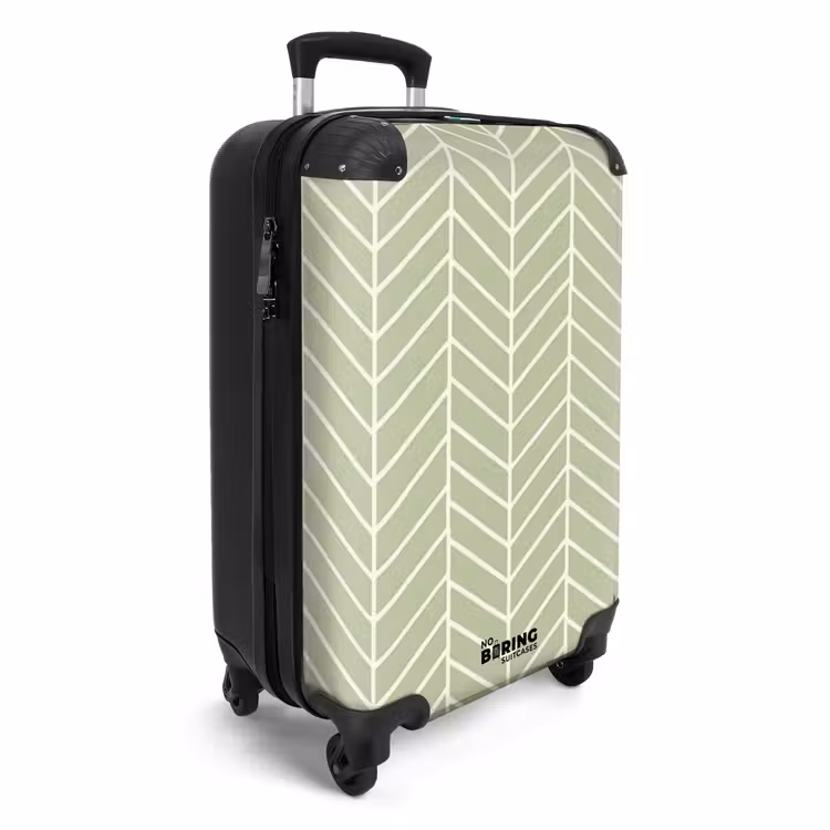 Koffer - Salbeigrün – Fischgrät – Geometrisch – Muster - Saliegroen - Visgraat - Geometrisch - Patroon NBS - Handbagage koffer - Volwassenen Unisex middel