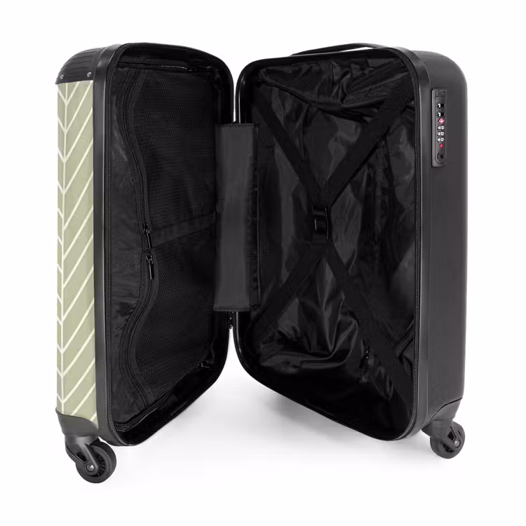 Koffer - Salbeigrün – Fischgrät – Geometrisch – Muster - Saliegroen - Visgraat - Geometrisch - Patroon NBS - Handbagage koffer - Volwassenen Unisex middel