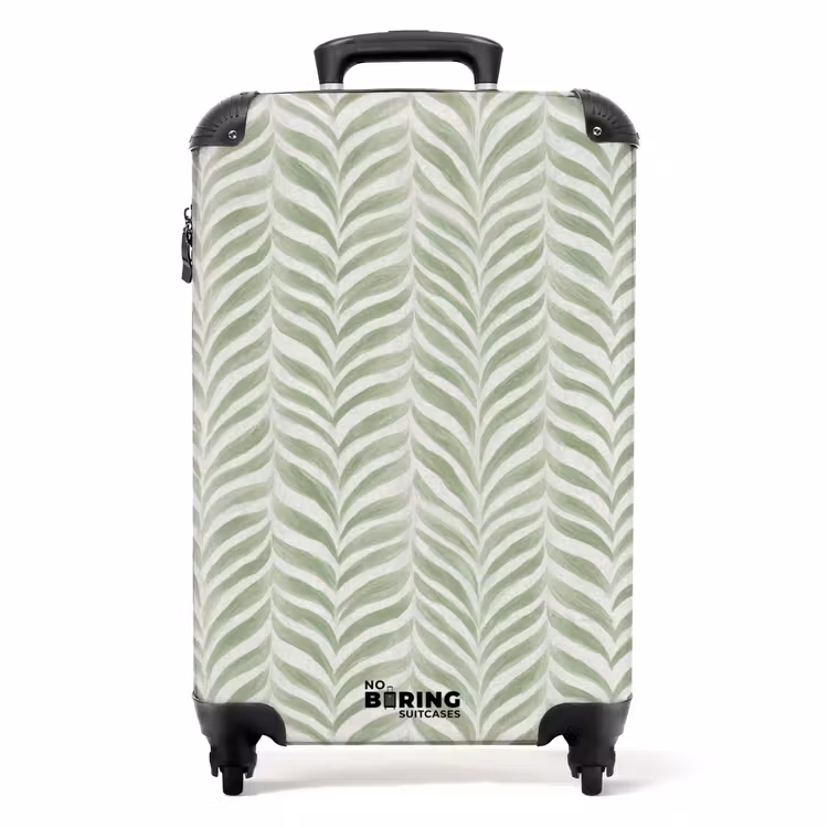 Koffer - Salbeigrün – Fischgrätmuster – Organisch – Pinselstriche – Muster - Saliegroen - Visgraat - Organisch - Penseelstreken - Patroon NBS - Handbagage koffer - Volwassenen Unisex middel