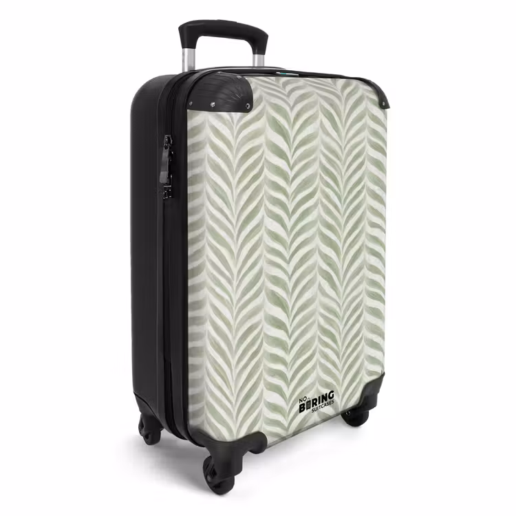Koffer - Salbeigrün – Fischgrätmuster – Organisch – Pinselstriche – Muster - Saliegroen - Visgraat - Organisch - Penseelstreken - Patroon NBS - Handbagage koffer - Volwassenen Unisex middel