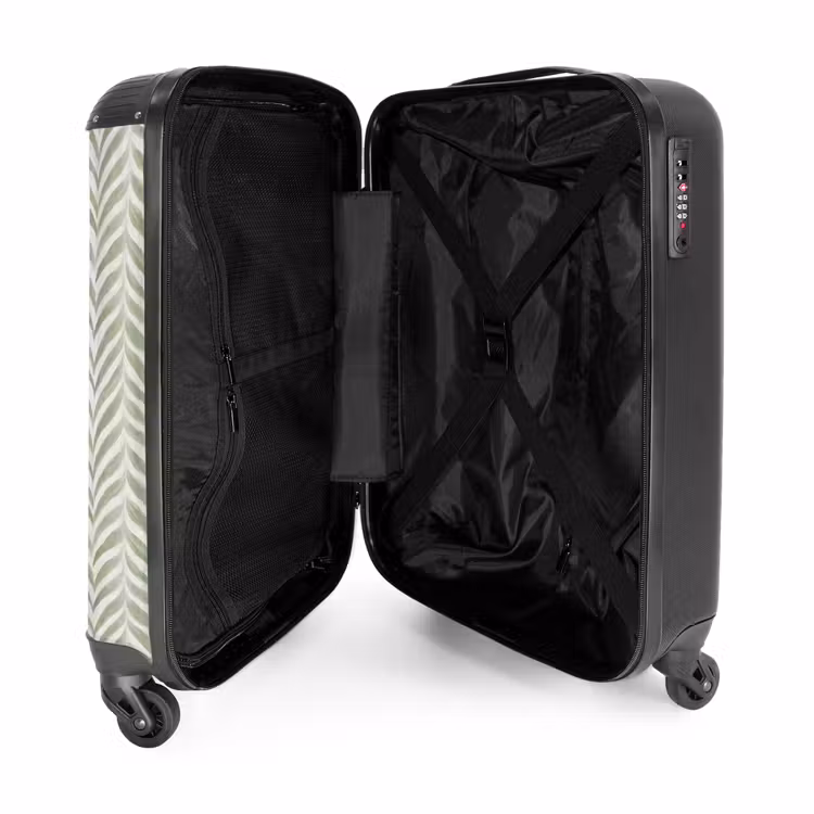 Koffer - Salbeigrün – Fischgrätmuster – Organisch – Pinselstriche – Muster - Saliegroen - Visgraat - Organisch - Penseelstreken - Patroon NBS - Handbagage koffer - Volwassenen Unisex middel