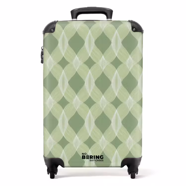 Koffer - Salbeigrün – Geometrisch – Organisch – Gitterwerk – Muster - Saliegroen - Geometrisch - Organisch - Traliewerk - Patroon NBS - Handbagage koffer - Volwassenen Unisex middel