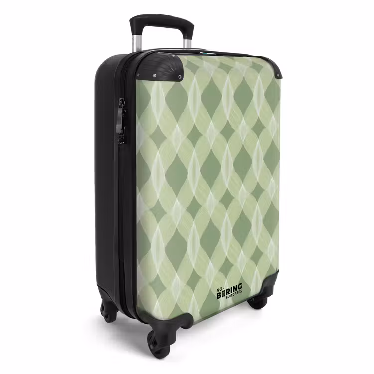 Koffer - Salbeigrün – Geometrisch – Organisch – Gitterwerk – Muster - Saliegroen - Geometrisch - Organisch - Traliewerk - Patroon NBS - Handbagage koffer - Volwassenen Unisex middel